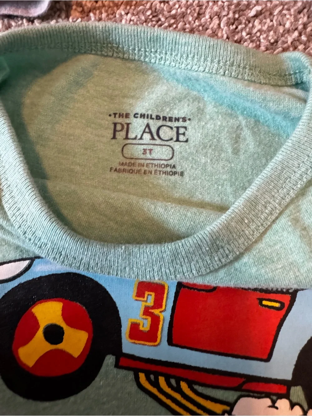 Set of 3 Children’s Place 3T toddler boy t shirts rocket race cars chick summer